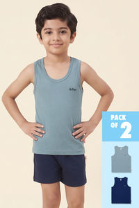 Lee Cooper Boys Solid Vest (Pack of 2) - Multicolor — thumbnail 1